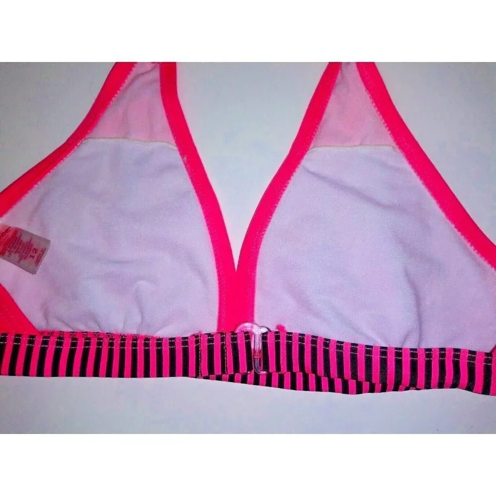 womens Girls Sz 12 Swimsuit bra Pink embellished bikini top JUSTICE juniors